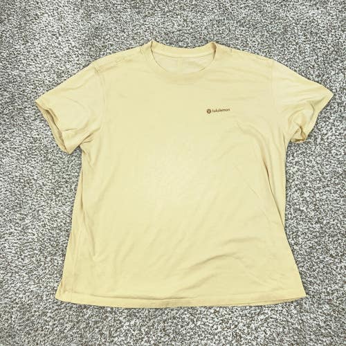 Lululemon Shirt Mens Large Beige Logo Crewneck Casual Top Gym Sports Tee T