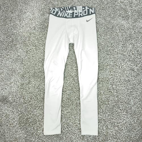Nike Pro Pants Mens Large White Compression Leggings Base Layer Athletic Run