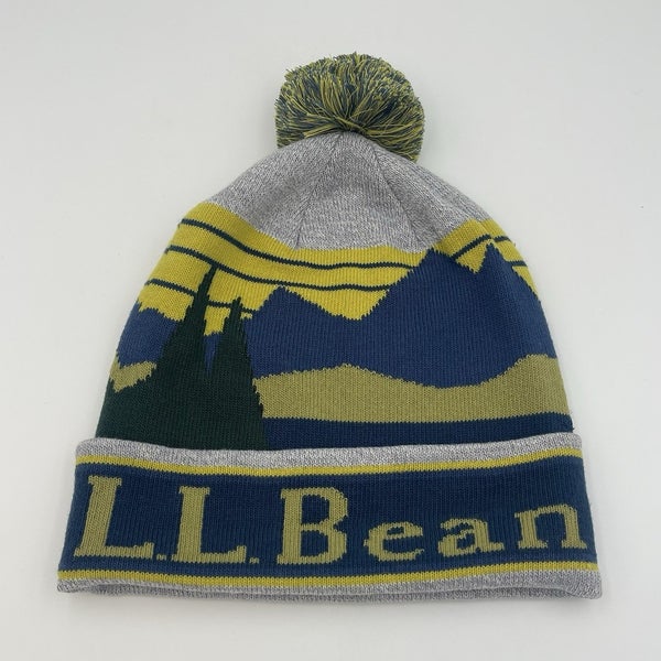 LL Bean Cuffed Katahdin Unisex Graphic Pom Beanie Winter Hat Cap - NWT