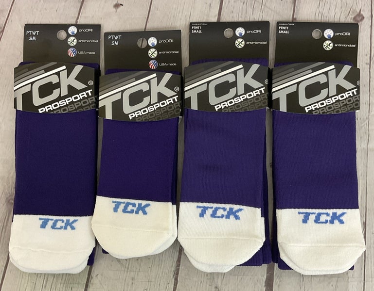 TCK PROSPORT proDRI Durable Performance Athletic Socks Purple White Small 4-Pack