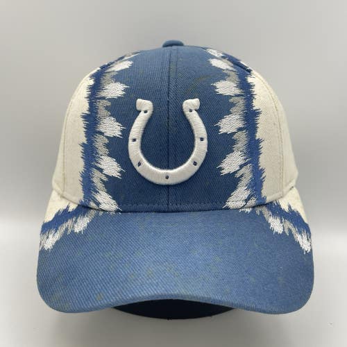 Vintage Indianapolis Colts NFL Paint Brush Splash Snapback Hat Cap - New Flawed*