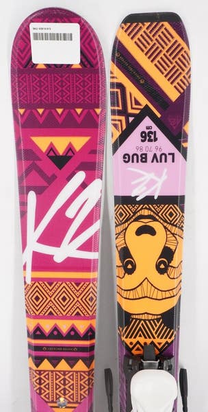 K2 LUV BUG スキー 136cm ビンディング付き Used K2 LUV BUG Girls DH Ski/Binding Pink 136 cm