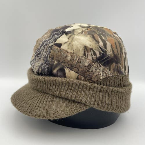 Vintage Camouflage Brimmed Beanie Hunting Brim Hat Cap Made In USA Rare