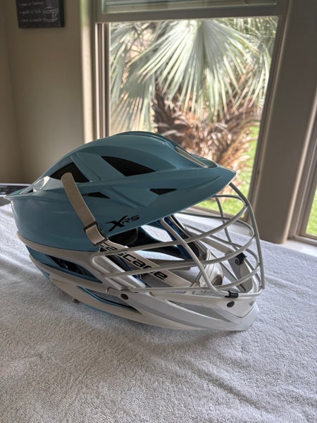 Cascade XRS lacrosse helmet in Sky Blue and White