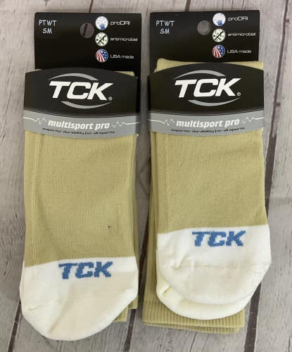 TCK PROSPORT proDRI Durable Performance Athletic Socks Light Tan White SM 2-Pk