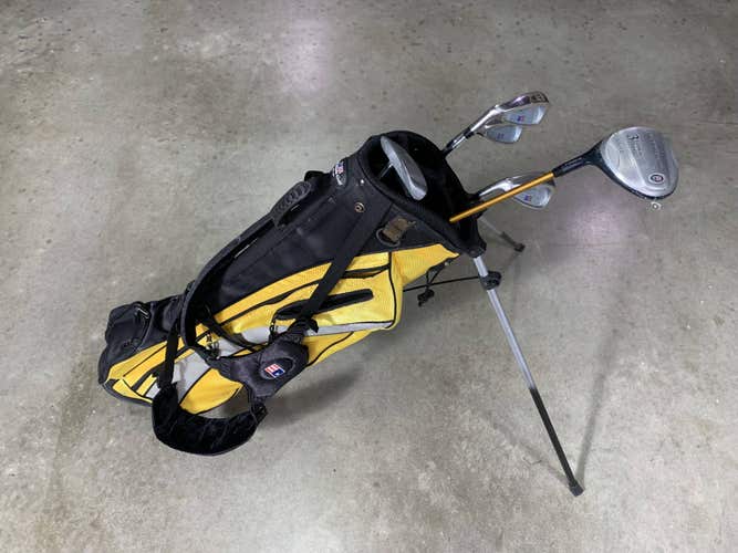 U.S. Kids UL-12 Club Set 3W 6&8 PW Putter 63-43 Yellow Junior LH +Bag