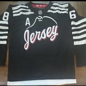 New Jersey Devils #86 Jack Hughes Hockey Black Stitched Jersey Adult Large (52)