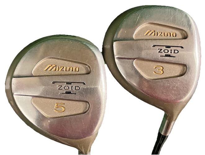 Mizuno T-Zoid Wood Set 3w, 5w RH 85g Turbo Gold Stiff Graphite Stock Grips Sweet