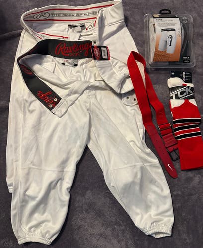 NWT Baseball Pants, Socks, Belt, Compression Shorts, Cup