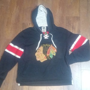 Vintage Black Men's Medium CCM Hoodie NHL Blackhawks Chicago Hockey