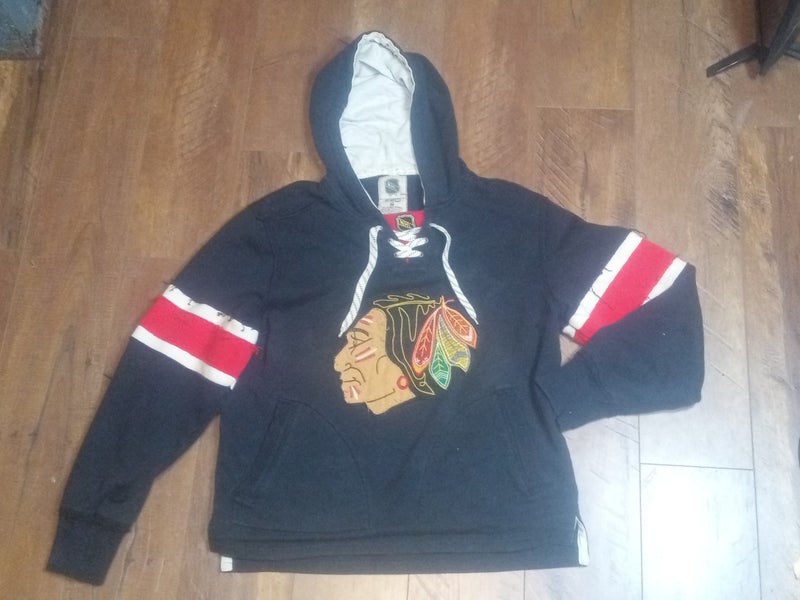 Vintage Black Men's Medium CCM Hoodie NHL Blackhawks Chicago Hockey