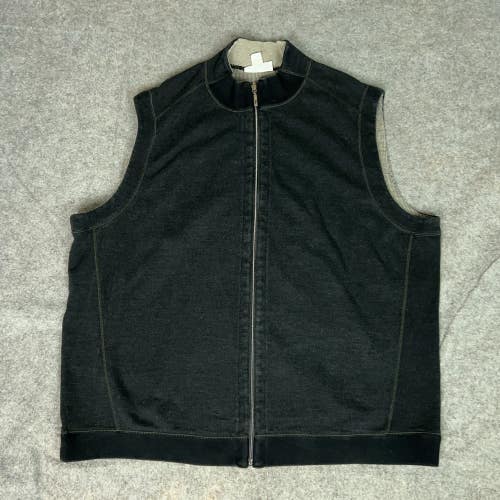 Tommy Bahama Vest Mens 2XLB Black Gray Reversible Full Zip Sleeveless Casual