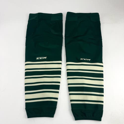 New CCM Dark Green and Cream Game Socks | Large | J700