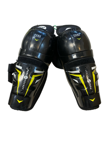 Used USA Hockey PURE HOCKEY Youth Shin Guards Black 8" 11706-S000369643