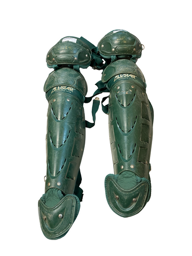 Used All Star LG22PS Catchers Leg Guards Green Intermed 11706-S000369476