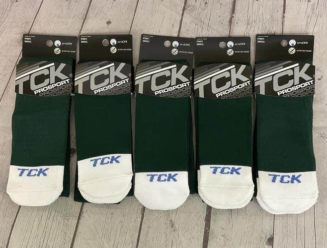 TCK PROSPORT proDRI Performance Athletic Socks Forest Green White Small 5-PK