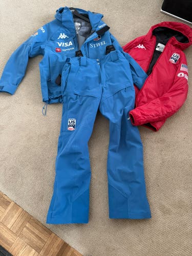 US Ski Team Issued Kappa Jacket, puffer liner, and Ski Pants, 2023/24 Season, Medium