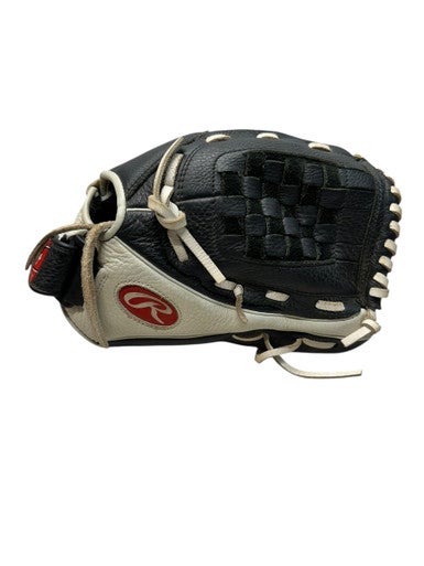 Used Rawlings RSO120BW RH Throw Fastpitch Gloves Black And White 12" 11835-S000202809