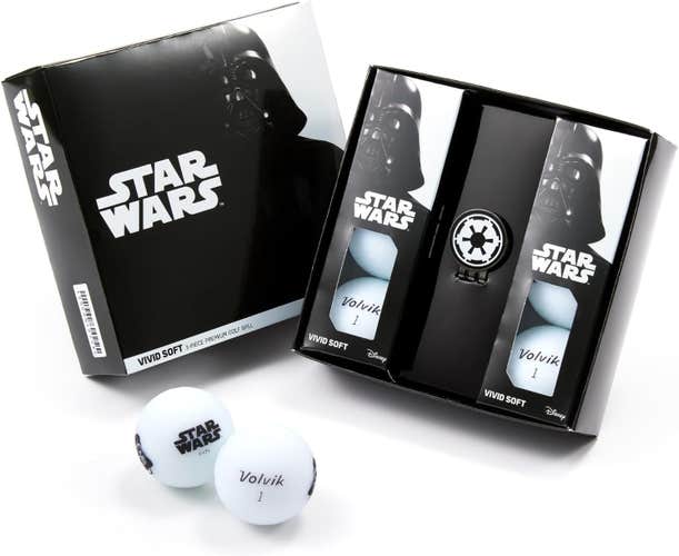Volvik Vivid Soft Golf Balls (Darth Vader, 6pk) Gift Set NEW