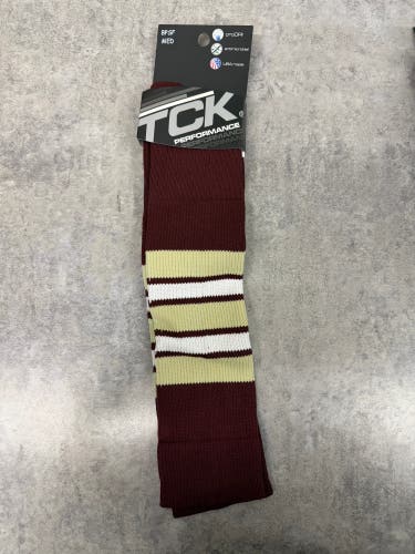 TCK Custom Striped Sock Maroon/Gold/White Adult Medium
