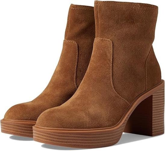 Dolce Vita Cinzia Bootie Womens 9.5 Brown Leather Block Heel Ankle Boots ZAP831