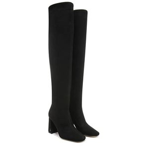 Sam Edelman Cosette Boots Women's US 6 Black Suede Squared Toe Block Heel ZAP865