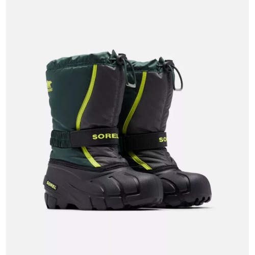 Sorel Flurry 1855252-370 Kids US 10 Black Waterproof Mid Calf Snow Boot ZAP952