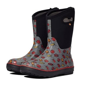 Bogs Classic II Kids US 2 Gray Bugs Print Waterproof Pull On Winter Boots ZAP844