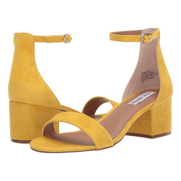 Steve Madden Irenee Sandals Women's US 5.5 Yellow Ankle Strap Block Heel ZAP815