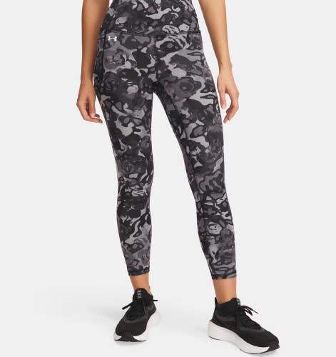 Under Armour Motion Leggings Women Medium Gray Camo Printed Ankle Active GBO1812