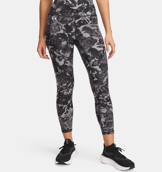 Under Armour Motion Leggings Women Medium Gray Camo Printed Ankle Active GBO1812