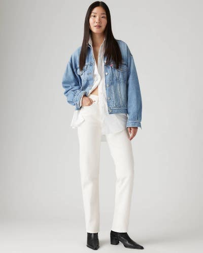 Levi's Wedgie Jeans Women 32x28 White Denim High Rise Straight Leg Ankle GBO1841