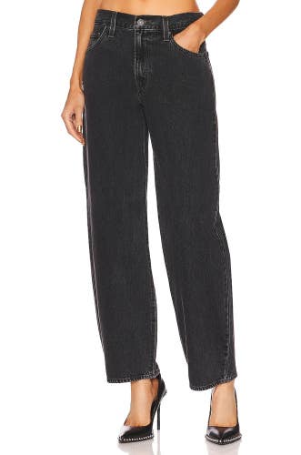 Levi's Premium Baggy Dad Jeans Women's 24x30 Black Denim Straight Leg GBO1839