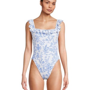 Lilly Pulitzer Aemma Swimsuit Women's 4 White Tropical Ruffle One-Piece GBO1832