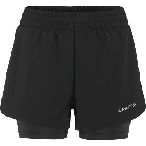 Craft Adv Essence 2-in-1 Shorts Womens Small Black Stretch Elastic Waist GBO1929