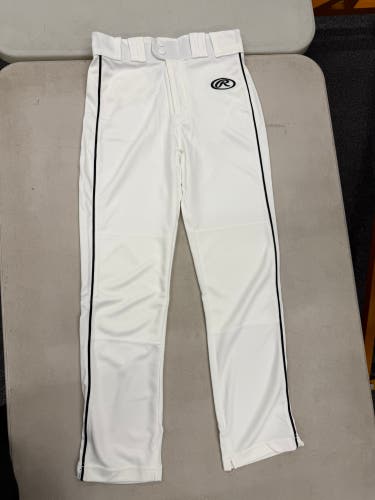 Rawlings White/Black Baseball Pants: Youth Large
