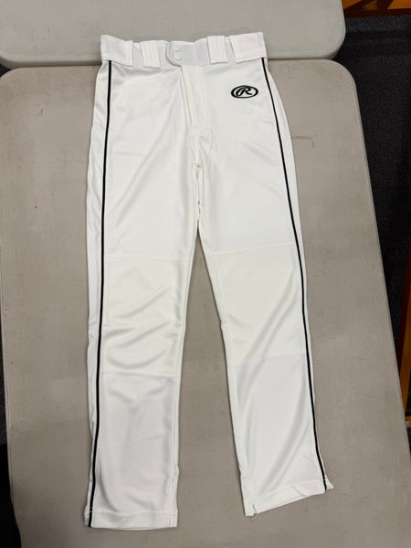 Rawlings White/Black Baseball Pants: Youth Large