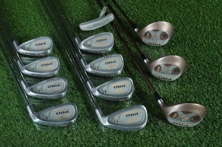 WILSON PRO TECHNIQUE MEN'S 12pc. GOLF STARTER SET SENIOR FLEX RH ~ LOOK!!