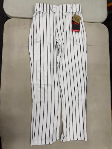 Rawlings White/Black Pinstripe Baseball Pants: Youth Large