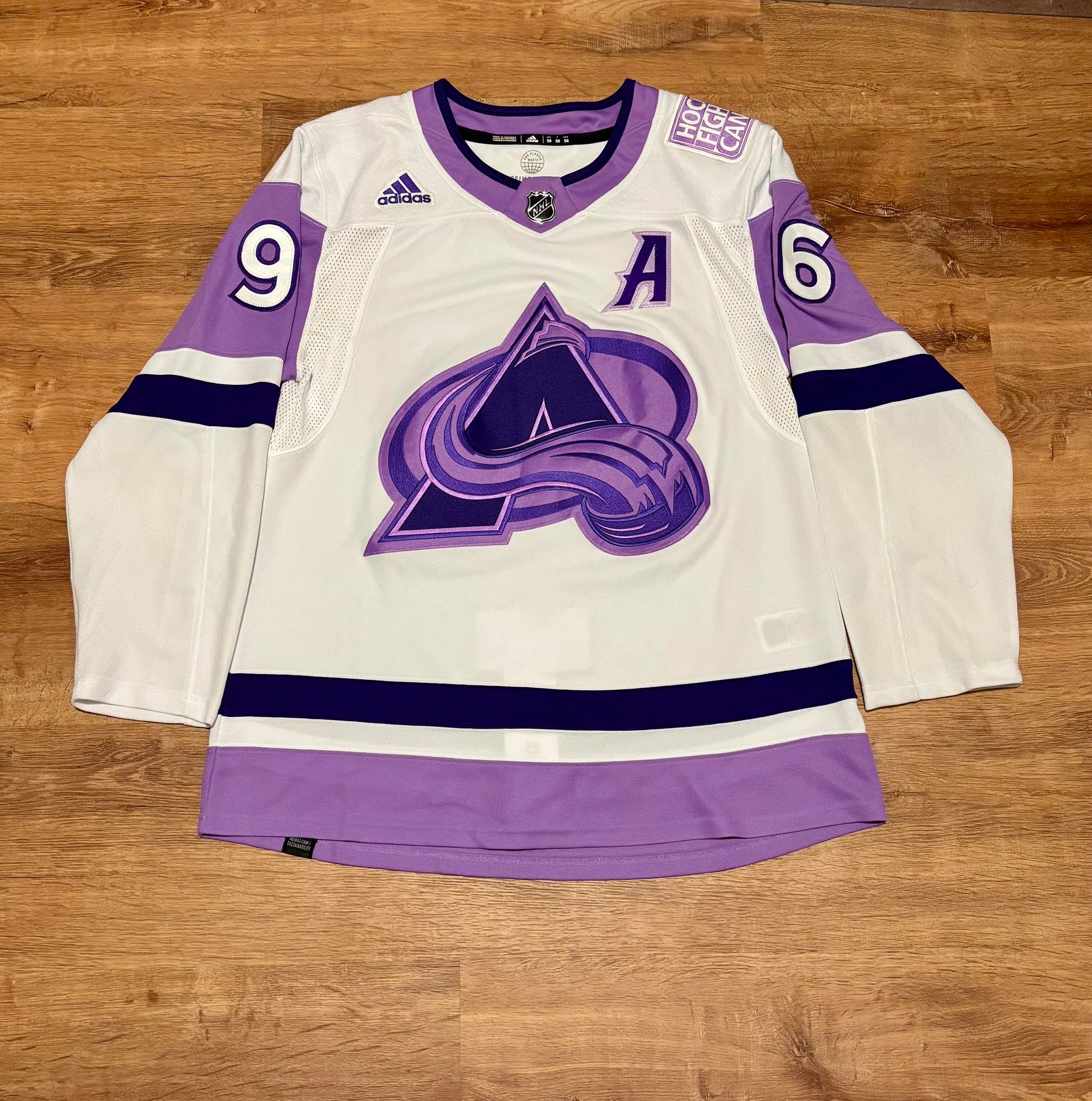 ゼッケンアンドン Adidas Primegreen Rantanen Colorado Avalanche Hockey Fights Cancer