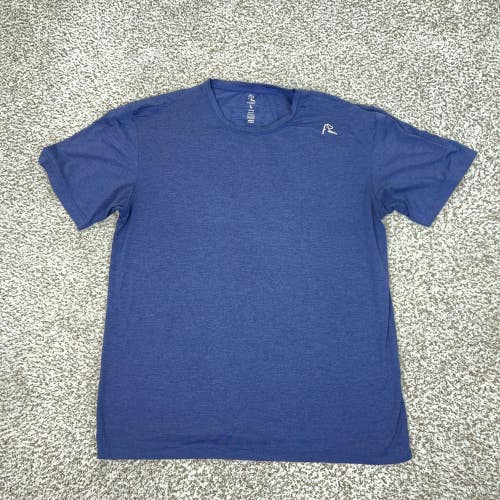 Rhoback Shirt Mens Large Blue Performance Athletic Golf Tee Gym Logo T Sports