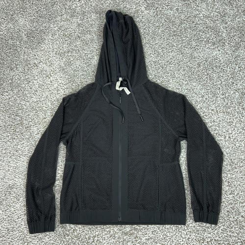 Lululemon Jacket Womens 6 Black Mesh on Mesh Hooded Full Zip Running Gym