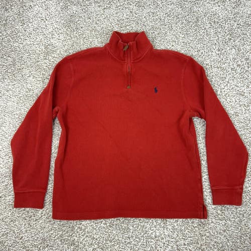 Polo Ralph Lauren Sweater Mens Large Red Quarter Zip Mock Neck Pony Pullover