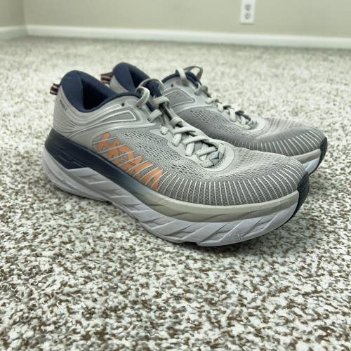 Hoka One One Shoes Womens Size 8.5 Gray Bondi 7 Running Cushioned Sneakers Walk