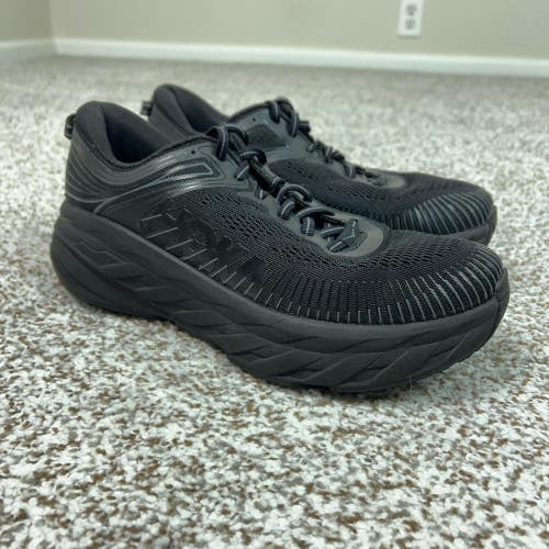 Hoka One One Shoes Womens Size 7.5 Black Bondi 7 Wide Running Cushioned Sneakers