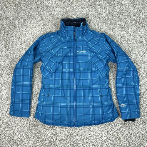 Columbia Jacket Womens Large Blue Plaid Omni-Heat Interchange Ski Winter Coat