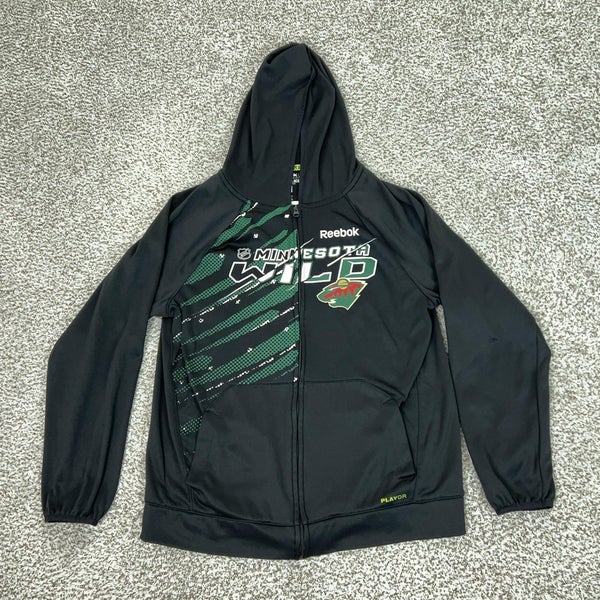 Minnesota Wild Hoodie Mens Medium Black NHL Hockey Reebok Center Ice Full Zip