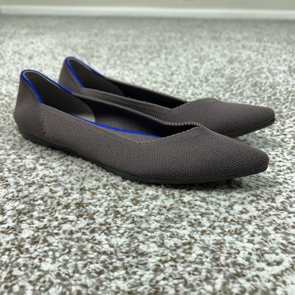 Rothys Shoes Womens Size 7.5 Brown The Point Knit Ballet Flats Washable Office
