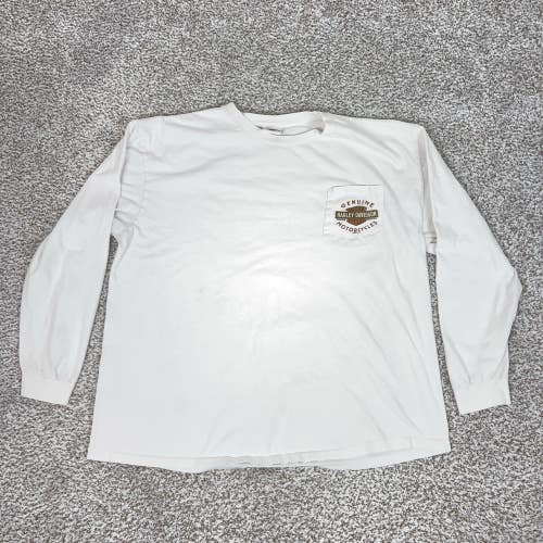 Harley Davidson Shirt Mens XL White Long Sleeve Faribault MN Biker Tee T Casual