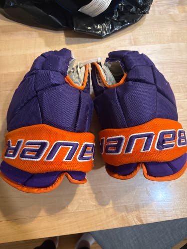 Used Youngstown Phantom USHL Bauer Purple/Orange Gloves - 14”
